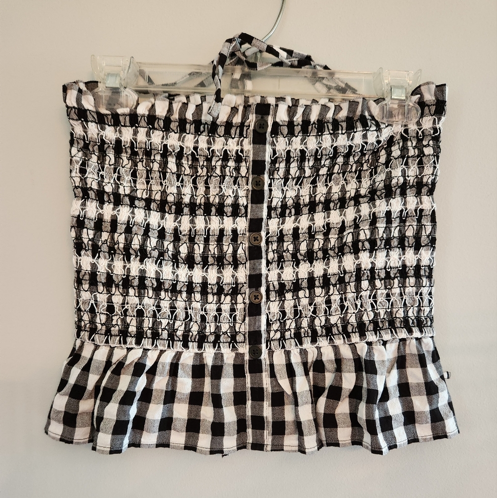 (4 For $20) LOFT black and white Stripe Halter Top.  Neck ties. Size XS